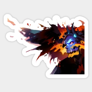 Blue Horned Demon Left Wing Sticker